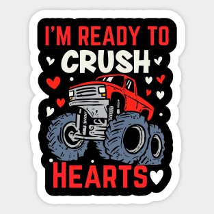 I_m Ready To Crush Hearts Monster Truck Boys Valentines Day Sticker